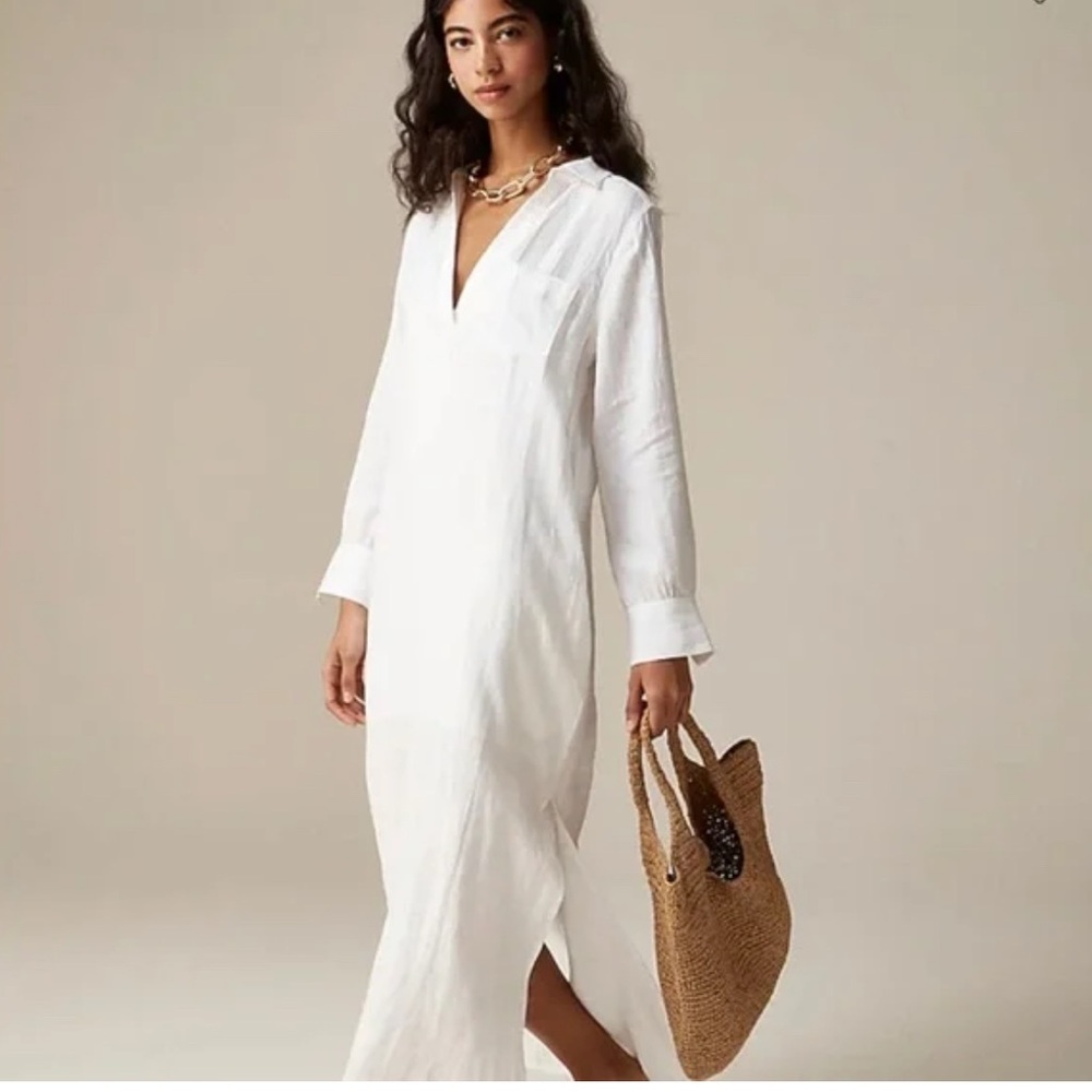 J.CREW long white linen shirt coverup size XXS
